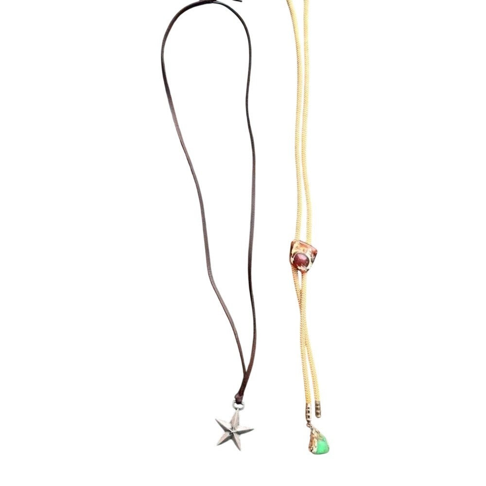 bolo Brown and silver star necklace with‎ adjustable length